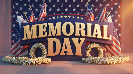 Memorial Day Banner Remember and Honor with the American Flag.の写真素材