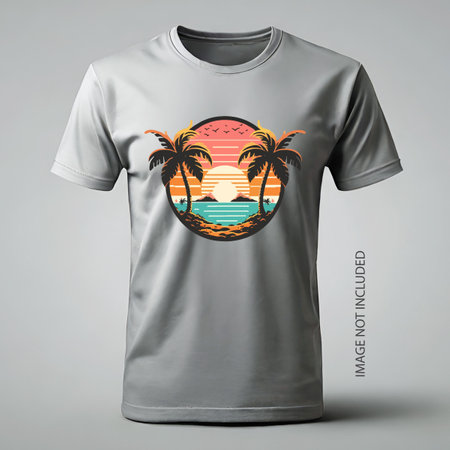 T-shirt for Men or Women, Summer Beach Logo Vectorのイラスト素材