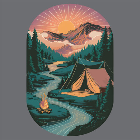 summer beach sunset t shirt designのイラスト素材