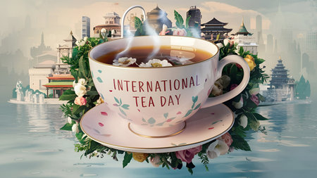 21 May International Tea Day Bannerの写真素材