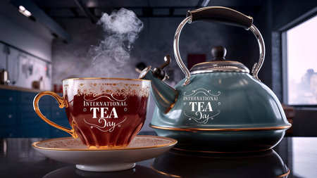 21 May International Tea Day Bannerの写真素材