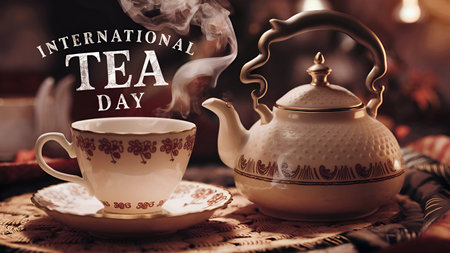 21 May International Tea Day Bannerの写真素材