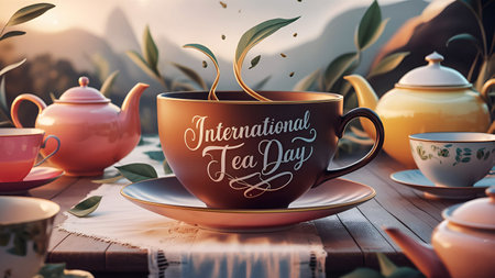 21 May International Tea Day Bannerの写真素材