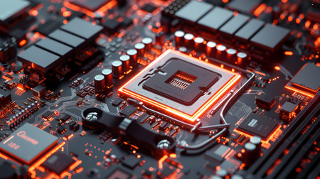 Close-Up of Computer Board and Processor