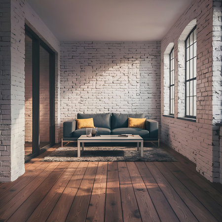 Cozy Living Room Setup Elegant Sofa and Stylish Coffee Table Positioned Perfectly by the Window for Optimal Natural Light and Comfortable Seatingの写真素材