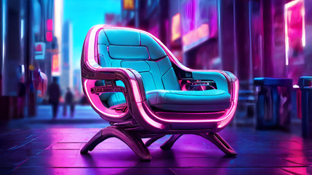 Sitting in Style: The Evolution of the Cyberpunk Chairの写真素材