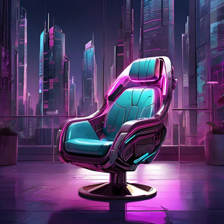 Sitting in Style: The Evolution of the Cyberpunk Chairの写真素材