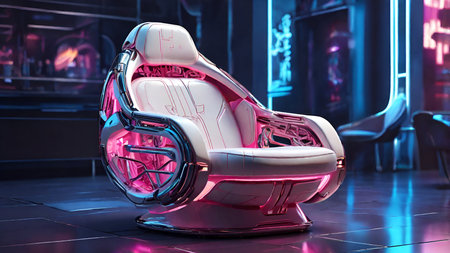 Sitting in Style: The Evolution of the Cyberpunk Chairの写真素材