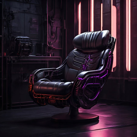 Sitting in Style: The Evolution of the Cyberpunk Chairの写真素材