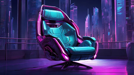 Sitting in Style: The Evolution of the Cyberpunk Chairの写真素材