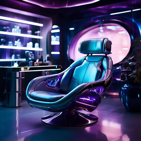 Sitting in Style: The Evolution of the Cyberpunk Chairの写真素材