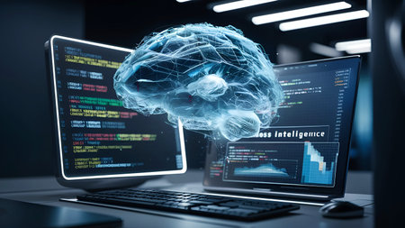 Advanced Brain Analysis and DNA Mapping Futuristic Design in Digital Technology and Science