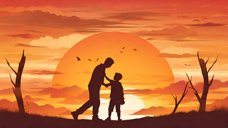 Water Color Father's and son- Happy Father's Day best dad ever