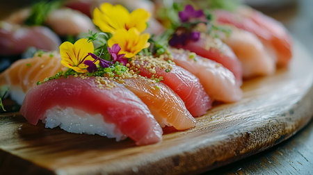 Fresh Sushi Delights: Taste the Ocean's Best in Every Biteの写真素材