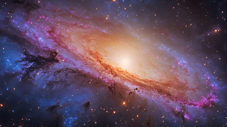 Vivid Galactic Nebula Starry Night in the Cosmos. Astronomy & Universe Wallpaper Featuring a...