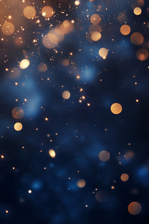 Enchanting Fairy Tale Background with Blue Bokeh and a Christmas Tree,Gold and blue Fireworks backgroundの写真素材