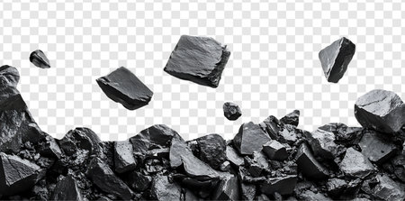 Ruins of Destruction Isolated Concrete Debris and Wreckage from a Demolished Building on Transparent Backgroundの写真素材