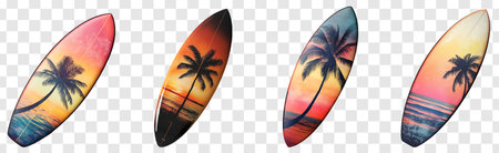 Surfboard isolate on transparent background, PSD, bundle, set of surfboardの写真素材