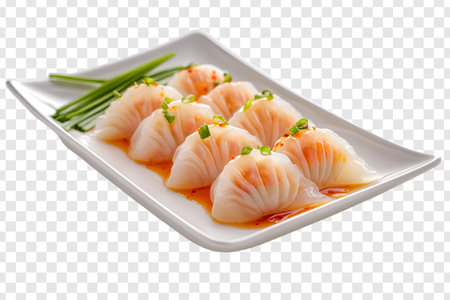 Assorted Chinese Dim Sum in Steamed Bamboo Baskets - Transparent Backgroundの写真素材