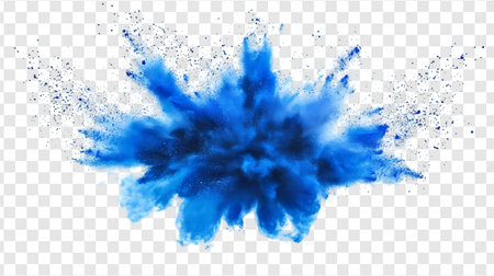 Blue Powder Explosion on Transparent Background