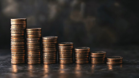 Coin Stack with Growth Chart: A Visual Representation of Financial Growth and Investment Strategiesの写真素材