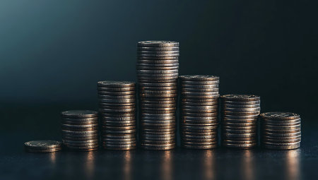 Coin Stack with Growth Chart: A Visual Representation of Financial Growth and Investment Strategiesの写真素材