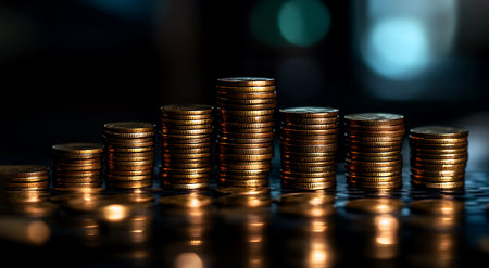 Coin Stack with Growth Chart: A Visual Representation of Financial Growth and Investment Strategiesの写真素材