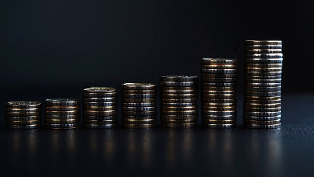 Coin Stack with Growth Chart: A Visual Representation of Financial Growth and Investment Strategiesの写真素材