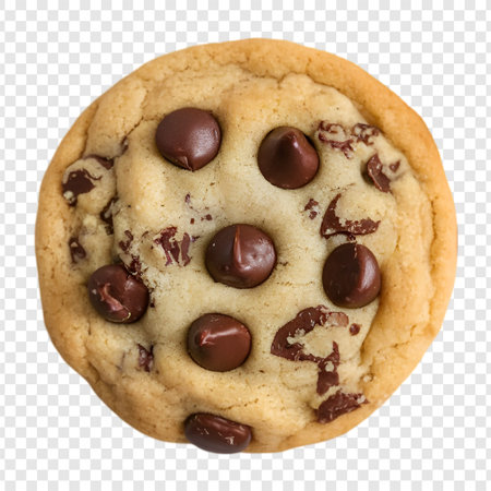 Chocolate chip cookie isolated on transparent backgroundの写真素材