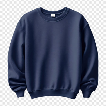 Dark blue sweater isolated on transparent background. Mockup for design.の写真素材