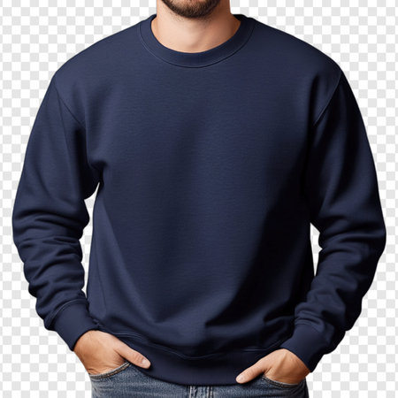 Male sweater isolated on a transparent background. Mock up for design.の写真素材