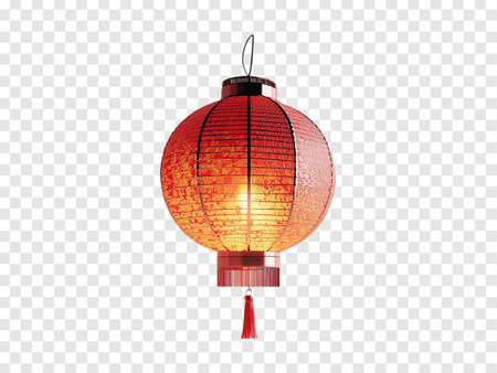 Chinese lantern isolated on white or transparent backgroundの写真素材