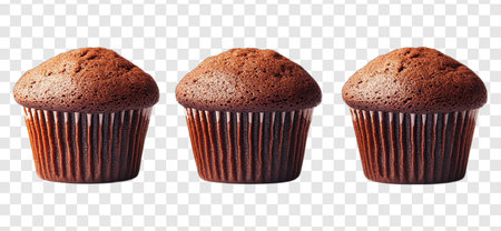 Set of Chocolate Muffins Isolated on Transparent Background, Variety of Design Angles, PNGの写真素材