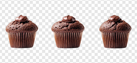 Set of Chocolate Muffins Isolated on Transparent Background, Variety of Design Angles, PNGの写真素材