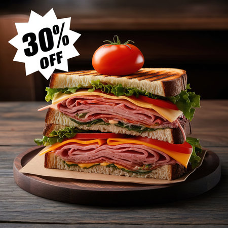 Club Sandwich Social Media Poster Design 30% Offの写真素材
