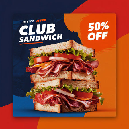 Club Sandwich Social Media Poster Design 50% Offの写真素材