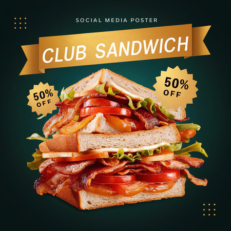 Club Sandwich Social Media Poster Design 50% Offの写真素材