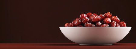 Ramadan Kareem Premium Dates Bowl Presentation for Festive Appealの写真素材