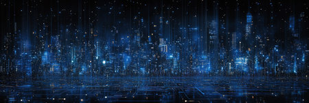 Digital Blue Circuit Board Design for Modern Technology-Themed Web Bannersの写真素材