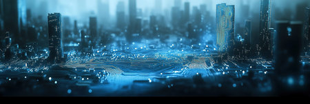 Digital Blue Circuit Board Design for Modern Technology-Themed Web Banners
