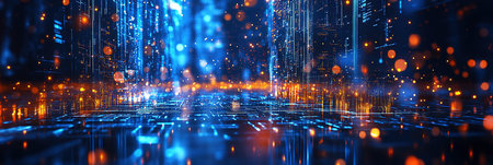 Digital Blue Circuit Board Design for Modern Technology-Themed Web Banners