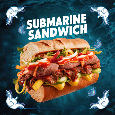 Submarine Sandwich Social Media Poster, Instagram Postの写真素材