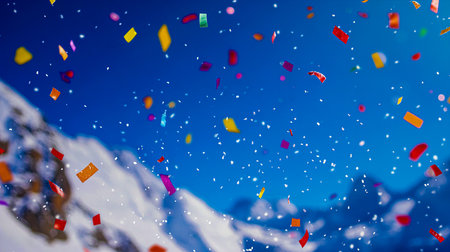 Colorful Abstract Background with Confetti and Space for Text, Birthday Theme,  Perfect for Party Celebrationsの写真素材