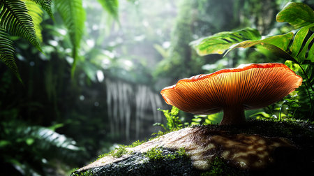 Ganoderma Lucidum The Reishi Mushroom Growing Wild Among Forest Trees