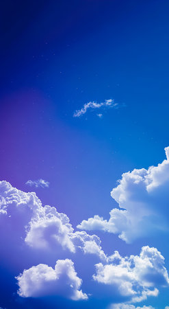 Purple and Blue Gradient Sky with Stars and Clouds, Digital Art Wallpaperの写真素材