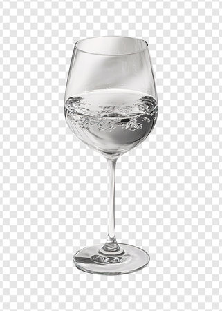 Crystal Clear Water Glass on a Transparent Background for Product Advertisingの写真素材