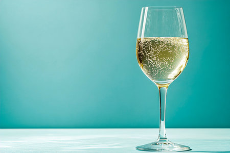 Crystal Clear Water Glass on a Soft Blue Gradient Background with Studio Lightingの写真素材