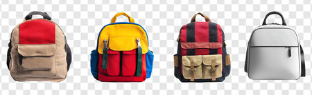 School Backpack - Front View, Transparent PNG, Isolated on White Background