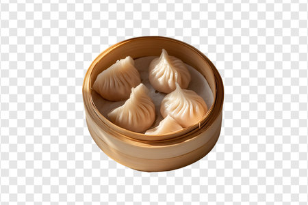 Assorted Chinese Dim Sum in Steamed Bamboo Basketsの写真素材