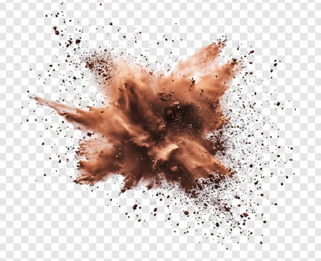 Brown Dust Cloud Explosion on Transparent Background â€“ 3D Render with Clipping Path